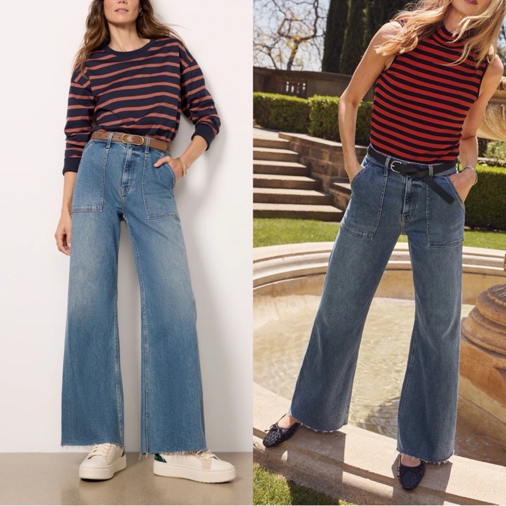 Pistola Penny Utility Wide Leg Raw Hem Jeans